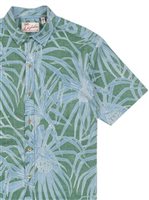 Kahala メンズ アロハシャツ [ハラ バック/グリーン リバース/コットン100％ ブロードクロス]