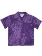 Two Palms Monstera Ceres Purple Cotton Boys Hawaiian Shirt