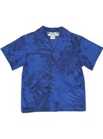 Two Palms Monstera Ceres Blue Cotton Boys Hawaiian Shirt