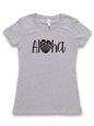 【Aloha Outlet限定】 Honi Pua レディースハワイアンUネックTシャツ [アロハモンステラ ブラック]