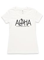 【Aloha Outlet限定】 Honi Pua レディースハワイアンUネックTシャツ [フラダンサー ブラック]
