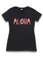 【Aloha Outlet限定】 Honi Pua レディースハワイアンUネックTシャツ [コーラルアロハ]