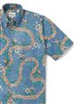 Reyn Spooner Hula Lei Captains Blue Spooner Kloth Men&#39;s Hawaiian Shirt Classic Fit