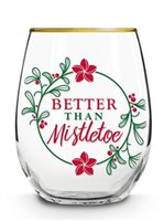 Island Heritage Plumeria Mistletoe Stemless Wine Glass