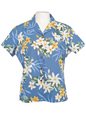 Two Palms Lanikai Blue Cotton Women&#39;s Hawaiian Shirt