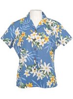 Two Palms Lanikai Blue Cotton Women's Hawaiian Shirt