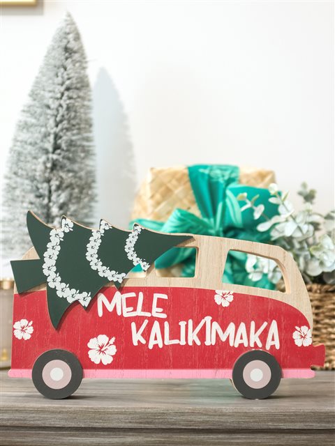 ハワイアン ウッドブロックサイン 13.5cm x 25cm [メレ・カリキマカ クリスマスツリー] AlohaOutlet  (アロハアウトレット)
