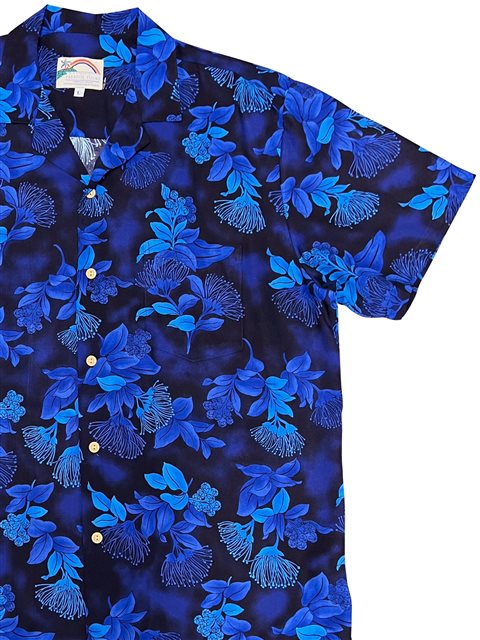 Paradise Found Ohia Navy Rayon Men's Hawaiian Shirt