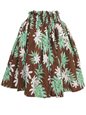 Anuenue (Pau) Tiare &amp; Tropical Leaf Brown Poly Cotton Single Pau Skirt / 3 Bands