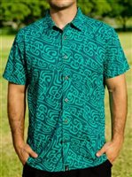 Hinano Tahiti Boomer Teal 100% Cotton Men's Hawaiian Shirt