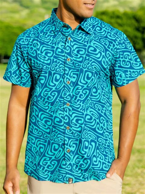 ブルー アロハシャツ ビッグサイズ 3XL ハワイアン 南国 メンズ USA