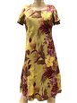 Paradise Found Hilo Gold Rayon A-Line Dress with Cap Sleeves