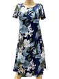 Paradise Found Hilo Navy Rayon A-Line Dress with Cap Sleeves
