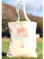 Angels by the Sea Hawaii Palm Tree Canvas Large Tote Bag 14 x 14