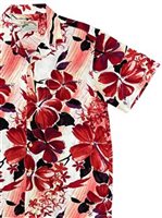 Paradise Found Watercolor Hibiscus Red Rayon Men's Hawaiian Shirt