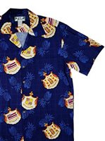 Two Palms Hawaii Crest Navy Rayon Men's Hawaiian Shirt