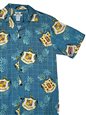 Two Palms Hawaii Crest Turquoise Rayon Men&#39;s Hawaiian Shirt