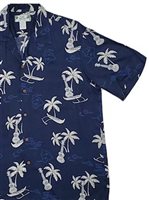 Two Palms Palm Islands Navy Rayon Men's Hawaiian Shirt