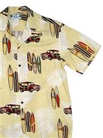 Two Palms Woody Beige Rayon Men's Hawaiian Shirt