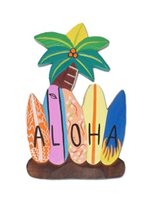 Aloha Palm Hawaiian Wood Sign
