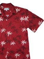 Two Palms New Palm Red Cotton Men's Hawaiian Shirt