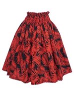 Anuenue (Pau) Fern Black&Red Poly Cotton Single Pau Skirt / 3 Bands