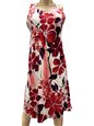 Paradise Found Watercolor Hibiscus Red Rayon Hawaiian A-Line Tank Short Dress
