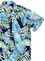 Paradise Found Cabana Palms Navy Rayon Men's Hawaiian Shirt