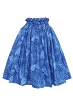 Anuenue (Pau) Monstera Leaf Blue Poly Cotton Single Pau Skirt / 3 Bands