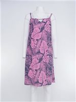 Napua Collection Honolulu Tropical Leaf Pink Rayon Summer Dress