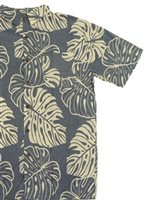 Napua Collection Honolulu Monstera Grey/Tan Cotton Men's Hawaiian Shirt