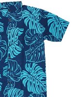 Napua Collection Honolulu Monstera Navy/Blue Cotton Men's Hawaiian Shirt