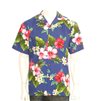 Hilo Hattie Hibiscus Plumeria Navy Cotton  Men&#39;s Hawaiian Shirt