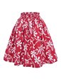Anuenue (Pau) Classic Plumeria Red Poly Cotton Single Pau Skirt / 3 Bands