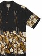 Royal Hawaiian Creations Hibiscus &amp; Monstera Border Black Rayon Men&#39;s Hawaiian Shirt