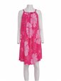 Napua Collection Honolulu Big Hibiscus Pink Rayon Summer Dress front ribbon