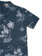 Royal Hawaiian Creations Hawaii Map Navy Poly Cotton Men&#39;s Hawaiian Shirt