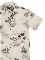 Royal Hawaiian Creations Hawaii Map Beige Poly Cotton Men's Hawaiian Shirt