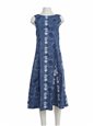 Royal Hawaiian Creations Honu&amp;Palm Blue Cotton Hawaiian Sleeveless Sylvia Long Dress