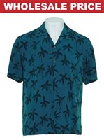 [Wholesale] Two Palms Palm Tree  Blue Rayon Men's Hawaiian Shirt