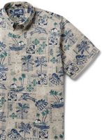 Reyn Spooner TAPA MONTAGE SAND Spooner Kloth Men's Hawaiian Shirt Classic Fit