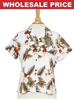 [Wholesale] Two Palms Hawaiian Orchid  White Rayon Women's Hawaiian Shirt