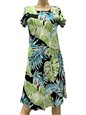 Paradise Found Cabana Palms Black Rayon A-Line Dress with Cap Sleeves