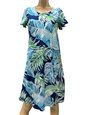 Paradise Found Cabana Palms Navy Rayon A-Line Dress with Cap Sleeves