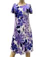 Paradise Found Watercolor Hibiscus Purple Rayon A-Line Dress with Cap Sleeves