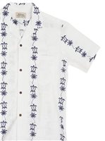 Royal Hawaiian Creations Blue Honu  White Cotton Men's Hawaiian Shirt