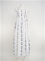 Royal Hawaiian Creations Blue Honu White Cotton Hawaiian Elastic Strap Tube Dress