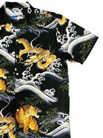 Waimea Casuals メンズ アロハシャツ [ドラゴン/タイガー/ブラック/コットン100%]