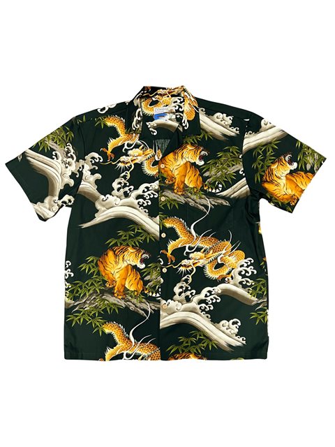 Silk Hawaiian Shirt With Water Tiger 