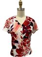 Paradise Found WATERCOLOR HIBISCUS Red Rayon Women&#39;s V-neck Blouse